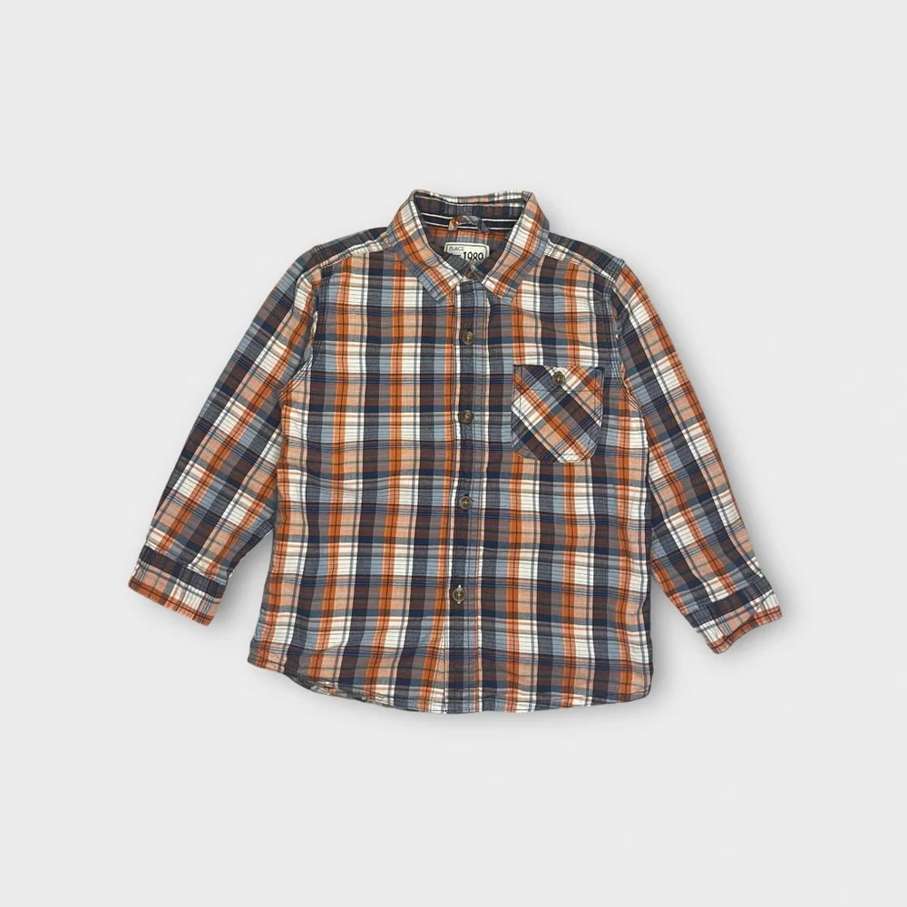 The Children's Place Orange & Blue Plaid Button Up Shirt